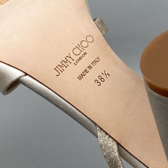 Jimmy Choo Plum Satin & Glitter Slingback Sandals size 38.5 - Picture 12 of 12